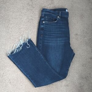 Frayed Hem Dark Blue Jeans